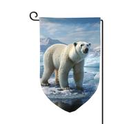 Drapeau de jardin de 30,5 x 45,7 cm, bannière extérieure double face, drapeau de bienvenue saisonnière, décoration extérieure, ferme, ours polaire, drapeaux de glace pour terrasse, pelouse et