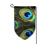 Drapeau de jardin de 30,5 x 45,7 cm, bannière extérieure double face, drapeau de bienvenue saisonnière, décoration extérieure, ferme, plumes de paon, drapeaux pour terrasse, pelouse et décoration de
