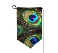 Drapeau de jardin de 30,5 x 45,7 cm, bannière extérieure double face, drapeau de bienvenue saisonnière, décoration extérieure, ferme, plumes de paon, drapeaux pour terrasse, pelouse et décoration de