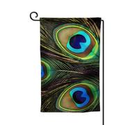Drapeau de jardin de 30,5 x 45,7 cm, bannière extérieure double face, drapeau de bienvenue saisonnière, décoration extérieure, ferme, plumes de paon, drapeaux pour terrasse, pelouse et décoration de