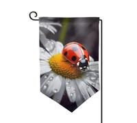 Drapeau de jardin de 30,5 x 45,7 cm, bannière extérieure double face, drapeau de bienvenue saisonnière, décoration extérieure, coccinelle sur marguerite pour terrasse, pelouse et décoration de jardin