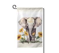 Drapeau de jardin de 30,5 x 45,7 cm, bannière extérieure double face, drapeau de bienvenue saisonnière, décoration extérieure, ferme, éléphant et tournesol pour terrasse, pelouse et décoration de