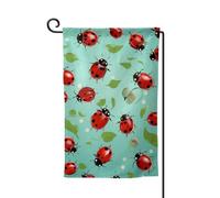 Drapeau de jardin de 30,5 x 45,7 cm, bannière extérieure double face, drapeau de bienvenue saisonnière, décoration extérieure, coccinelles rouges sur fond bleu, drapeaux pour terrasse, pelouse et