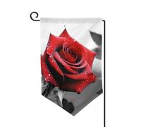 Drapeau de jardin de 30,5 x 45,7 cm, bannière extérieure double face, drapeau de bienvenue saisonnière, décoration extérieure, ferme, drapeaux noirs et blancs, roses rouges pour terrasse, pelouse et