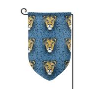 Drapeau de jardin de 30,5 x 45,7 cm, bannière extérieure double face, drapeau de bienvenue saisonnière, décoration extérieure, ferme, tête de lion, drapeaux bleus pour patio, pelouse et décoration de
