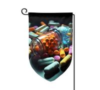 Drapeau de jardin de 30,5 x 45,7 cm, bannière extérieure double face, drapeau de bienvenue saisonnière, décoration extérieure, ferme, pilules médicinales, drapeaux pour terrasse, pelouse et décoration