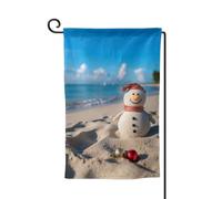 Drapeau de jardin de 30,5 x 45,7 cm, bannière extérieure double face, drapeau de bienvenue saisonnière, décoration extérieure, ferme, sable, bonhomme de neige sur la plage, drapeaux pour terrasse
