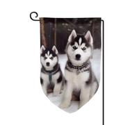 Drapeau de jardin de 30,5 x 45,7 cm, bannière extérieure double face, drapeau de bienvenue saisonnière, décoration extérieure, ferme, adorables drapeaux huskies pour terrasse, pelouse et décoration de