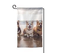 Drapeau de jardin de 30,5 x 45,7 cm, bannière extérieure double face, drapeau de bienvenue saisonnière, décoration extérieure, ferme, chiens heureux, drapeaux de plage pour terrasse, pelouse et