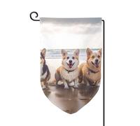 Drapeau de jardin de 30,5 x 45,7 cm, bannière extérieure double face, drapeau de bienvenue saisonnière, décoration extérieure, ferme, chiens heureux, drapeaux de plage pour terrasse, pelouse et