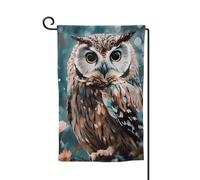 Drapeau de jardin de 30,5 x 45,7 cm, bannière extérieure double face, drapeau de bienvenue saisonnière, décoration extérieure, animal de ferme, hibou mignon, drapeaux pour terrasse, pelouse et