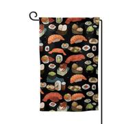 Drapeau de jardin de 30,5 x 45,7 cm, bannière extérieure double face, drapeau de bienvenue saisonnière, décoration extérieure, ferme, sushi japonais, drapeaux noirs pour terrasse, pelouse et