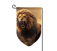 Drapeau de jardin de 30,5 x 45,7 cm, bannière extérieure double face, drapeau de bienvenue saisonnière, décoration extérieure, ferme, lion rugissant en colère, drapeaux pour terrasse, pelouse et