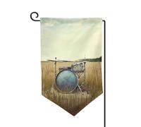 Drapeau de jardin de 30,5 x 45,7 cm, bannière extérieure double face, drapeau de bienvenue saisonnière, décoration extérieure, tambour de musique de ferme pour terrasse, pelouse et décoration de
