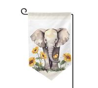 Drapeau de jardin de 30,5 x 45,7 cm, bannière extérieure double face, drapeau de bienvenue saisonnière, décoration extérieure, ferme, éléphant et tournesol pour terrasse, pelouse et décoration de