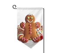 Drapeau de jardin de 30,5 x 45,7 cm, bannière extérieure double face, drapeau de bienvenue saisonnière, décoration extérieure, ferme, bonhomme en pain d'épices, drapeaux de bonbons pour terrasse