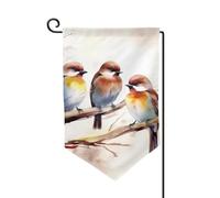 Drapeau de jardin de 30,5 x 45,7 cm, bannière extérieure double face, drapeau de bienvenue saisonnière, décoration extérieure, oiseaux de ferme, oiseaux reposant sur une branche d'arbre, drapeaux pour