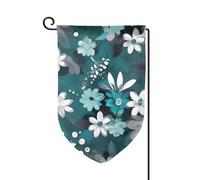 Drapeau de jardin de 30,5 x 45,7 cm, bannière extérieure double face, drapeau de bienvenue saisonnière, décoration extérieure, ferme, drapeaux floraux gris sarcelle et blanc pour terrasse, pelouse et