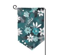 Drapeau de jardin de 30,5 x 45,7 cm, bannière extérieure double face, drapeau de bienvenue saisonnière, décoration extérieure, ferme, drapeaux floraux gris sarcelle et blanc pour terrasse, pelouse et