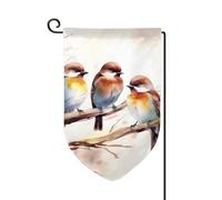 Drapeau de jardin de 30,5 x 45,7 cm, bannière extérieure double face, drapeau de bienvenue saisonnière, décoration extérieure, oiseaux de ferme, oiseaux reposant sur une branche d'arbre, drapeaux pour