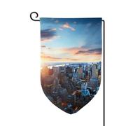 Drapeau de jardin de 30,5 x 45,7 cm, bannière extérieure double face, drapeau de bienvenue saisonnière, décoration extérieure, ferme, horizon de la ville de New York, drapeaux pour terrasse, pelouse