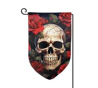 Drapeau de jardin de 30,5 x 45,7 cm, bannière extérieure double face, drapeau de bienvenue saisonnière, décoration extérieure, ferme, tête de mort, drapeaux rose-rouge pour terrasse, pelouse et