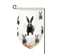 Drapeau de jardin de 30,5 x 45,7 cm, bannière extérieure double face, drapeau de bienvenue saisonnière, décoration extérieure, silhouette de lapins, drapeaux pour terrasse, pelouse et décoration de