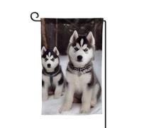 Drapeau de jardin de 30,5 x 45,7 cm, bannière extérieure double face, drapeau de bienvenue saisonnière, décoration extérieure, ferme, adorables drapeaux huskies pour terrasse, pelouse et décoration de
