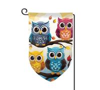 Drapeau de jardin de 30,5 x 45,7 cm, bannière extérieure double face, drapeau de bienvenue saisonnière, décoration extérieure, hiboux sur branches d'arbre, drapeaux pour terrasse, pelouse et