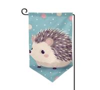Drapeau de jardin de 30,5 x 45,7 cm, bannière extérieure double face, drapeau de bienvenue saisonnière, décoration extérieure, ferme, hérisson, à pois pour terrasse, pelouse et décoration de jardin
