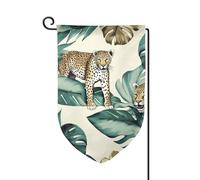 Drapeau de jardin de 30,5 x 45,7 cm, bannière extérieure double face, drapeau de bienvenue saisonnière, décoration extérieure, drapeau de ferme léopard et feuilles de palmier pour terrasse, pelouse et