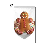 Drapeau de jardin de 30,5 x 45,7 cm, bannière extérieure double face, drapeau de bienvenue saisonnière, décoration extérieure, ferme, bonhomme en pain d'épices, drapeaux de bonbons pour terrasse