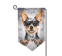 Drapeau de jardin de 30,5 x 45,7 cm, bannière extérieure double face, drapeau de bienvenue saisonnière, décoration extérieure, ferme, chihuahua, lunettes pour patio, pelouse et décoration de jardin
