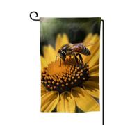 Drapeau de jardin de 30,5 x 45,7 cm, bannière extérieure double face, drapeau de bienvenue saisonnière, décoration extérieure, ferme, fleur jaune avec abeille noire, drapeaux pour terrasse, pelouse et