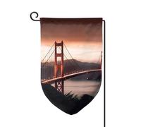 Drapeau de jardin de 30,5 x 45,7 cm, bannière extérieure double face, drapeau de bienvenue saisonnière, décoration extérieure, ferme, pont de porte dorée, drapeaux pour terrasse, pelouse et décoration