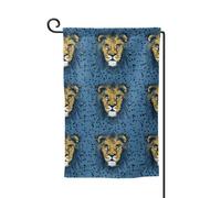 Drapeau de jardin de 30,5 x 45,7 cm, bannière extérieure double face, drapeau de bienvenue saisonnière, décoration extérieure, ferme, tête de lion, drapeaux bleus pour patio, pelouse et décoration de