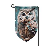 Drapeau de jardin de 30,5 x 45,7 cm, bannière extérieure double face, drapeau de bienvenue saisonnière, décoration extérieure, animal de ferme, hibou mignon, drapeaux pour terrasse, pelouse et