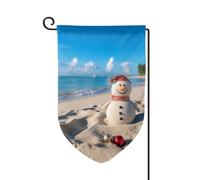 Drapeau de jardin de 30,5 x 45,7 cm, bannière extérieure double face, drapeau de bienvenue saisonnière, décoration extérieure, ferme, sable, bonhomme de neige sur la plage, drapeaux pour terrasse