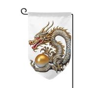 Drapeau de jardin de 30,5 x 45,7 cm, bannière extérieure double face, drapeau de bienvenue saisonnière, décoration extérieure, ferme, dragon chinois avec perles, drapeaux pour terrasse, pelouse et