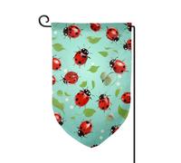 Drapeau de jardin de 30,5 x 45,7 cm, bannière extérieure double face, drapeau de bienvenue saisonnière, décoration extérieure, coccinelles rouges sur fond bleu, drapeaux pour terrasse, pelouse et