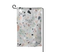Drapeau de jardin de 30,5 x 45,7 cm, bannière extérieure double face, drapeau de bienvenue saisonnière, décoration extérieure, ferme, marbre terrazzo, drapeaux pastel pour terrasse, pelouse et