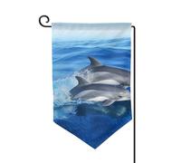 Drapeau de jardin de 30,5 x 45,7 cm, bannière extérieure double face, drapeau de bienvenue saisonnière, décoration extérieure, ferme, dauphin, famille de dauphins, drapeaux pour terrasse, pelouse et