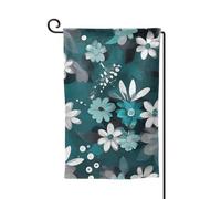 Drapeau de jardin de 30,5 x 45,7 cm, bannière extérieure double face, drapeau de bienvenue saisonnière, décoration extérieure, ferme, drapeaux floraux gris sarcelle et blanc pour terrasse, pelouse et