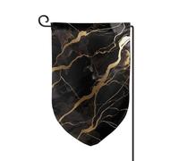 Drapeau de jardin de 30,5 x 45,7 cm, bannière extérieure double face, drapeau de bienvenue saisonnière, décoration extérieure, ferme, drapeaux en marbre noir et doré pour terrasse, pelouse et