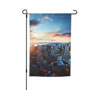 Drapeau de jardin de 30,5 x 45,7 cm, double face pour le printemps et l'été, bannière de cour, horizon de la ville de New York, petit drapeau saisonnier pour les vacances, décoration extérieure