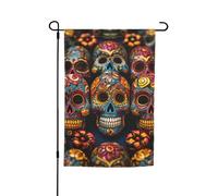 Drapeau de jardin de 30,5 x 45,7 cm, double face pour le printemps et l'été, bannière décorative colorée, crânes en sucre, petit drapeau saisonnier pour les vacances, décoration extérieure