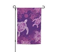 Drapeau de jardin de 30,5 x 45,7 cm, double face pour printemps et été, bannière hawaïenne avec tortue de mer violette, petit drapeau saisonnier pour les vacances, décoration extérieure
