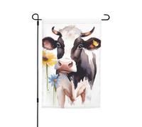 Drapeau de jardin de 30,5 x 45,7 cm, drapeaux décoratifs à l'aquarelle vache et marguerite, drapeau de bienvenue double face, drapeau de ferme, bannière résistante à la décoloration pour printemps