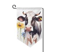 Drapeau de jardin de 31,8 x 45,7 cm, drapeaux décoratifs à l'aquarelle vache et marguerite, drapeau de bienvenue double face, drapeau de ferme, bannière résistante à la décoloration pour cour