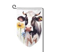 Drapeau de jardin de 31,8 x 45,7 cm, drapeaux décoratifs à l'aquarelle vache et marguerite, drapeau de bienvenue double face, drapeau de ferme, bannière résistante à la décoloration pour cour